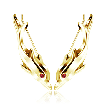 Gold Plated Silver Dolphin Shaped Earrings EL-110-GP